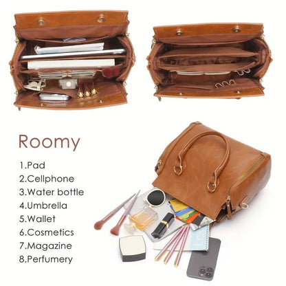 Women's Urban Brown Executive Multifunctional Leather Shoulder Handbag