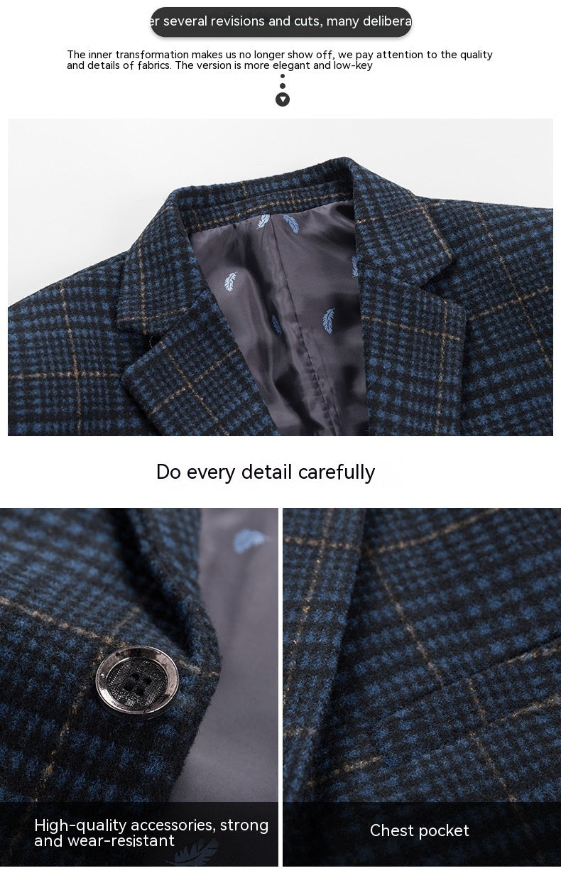 Men's Slim-fit Casual Plaid Blazer