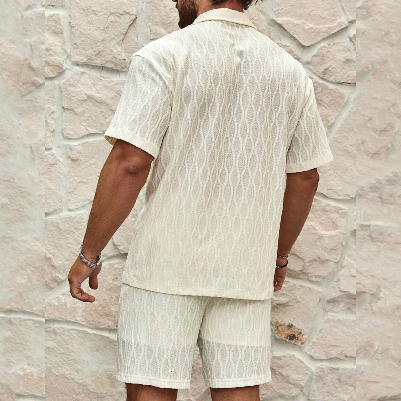 Men’s Summer Casual Two Pieces Button Shirt & Shorts Outfit