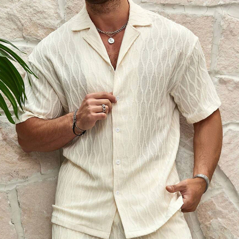 Men’s Summer Casual Two Pieces Button Shirt & Shorts Outfit