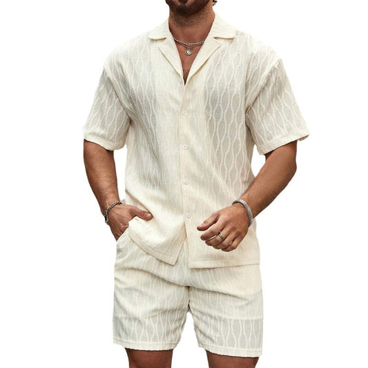 Men’s Summer Casual Two Pieces Button Shirt & Shorts Outfit