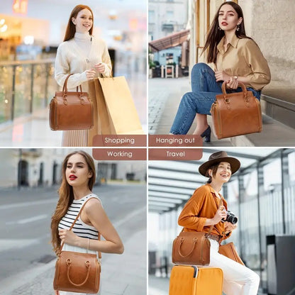 Women's Urban Brown Executive Multifunctional Leather Shoulder Handbag