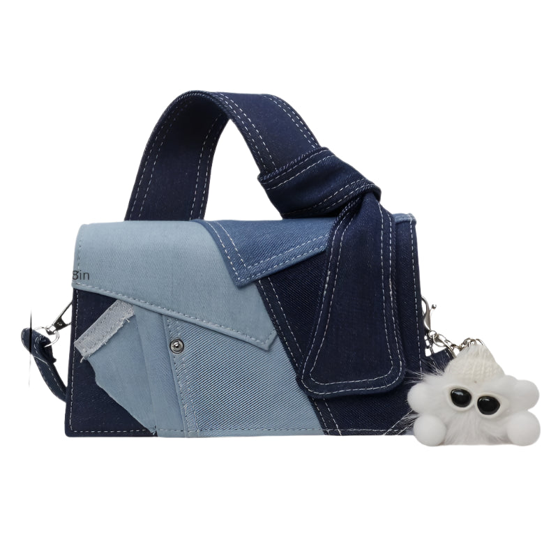 Women's Quilted Patchwork Denim Crossbody Evening Chain Shoulder Bag