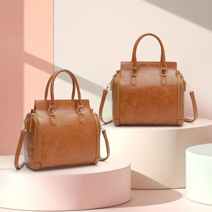 Women's Urban Brown Executive Multifunctional Leather Shoulder Handbag