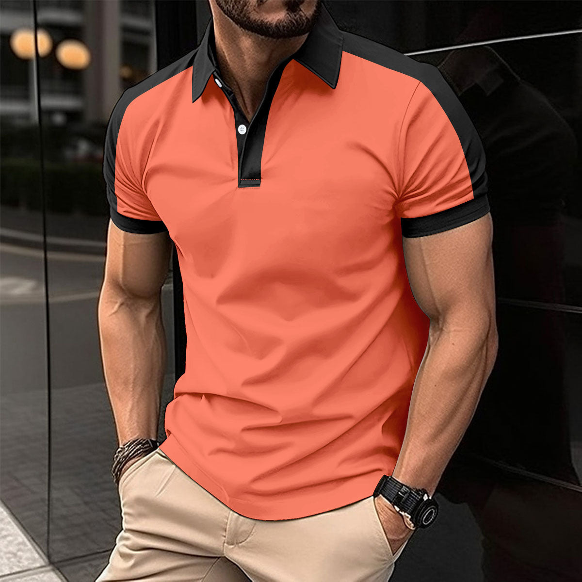 Men's Solid color Short Sleeve Casual Polo