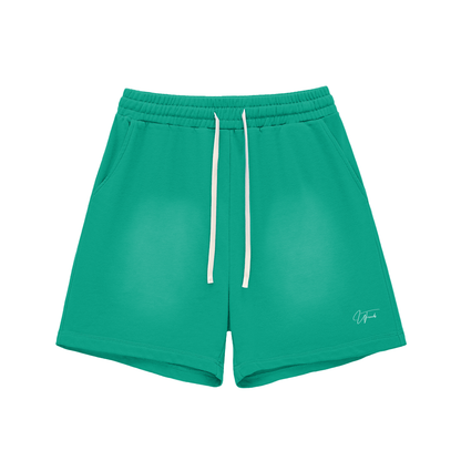 Sun Fade Raw Edge Cotton Shorts