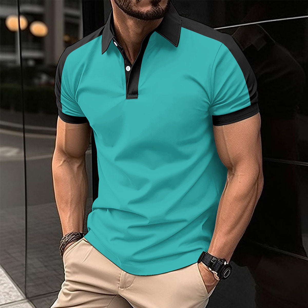 Men's Solid color Short Sleeve Casual Polo