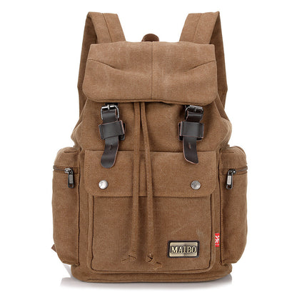 Men And Women Canvas Backpack Large-capacity Bucket