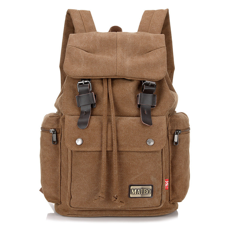 Men And Women Canvas Backpack Large-capacity Bucket