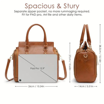 Women's Urban Brown Executive Multifunctional Leather Shoulder Handbag