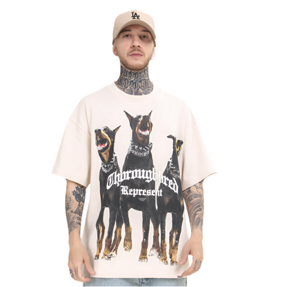 Soul Hound Print Washed Vintage Retro High Street Short Sleeve T-shirt