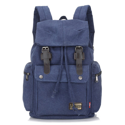 Men And Women Canvas Backpack Large-capacity Bucket
