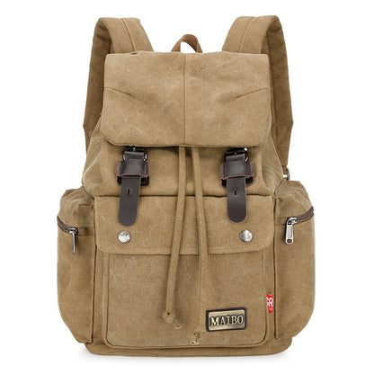 Men And Women Canvas Backpack Large-capacity Bucket