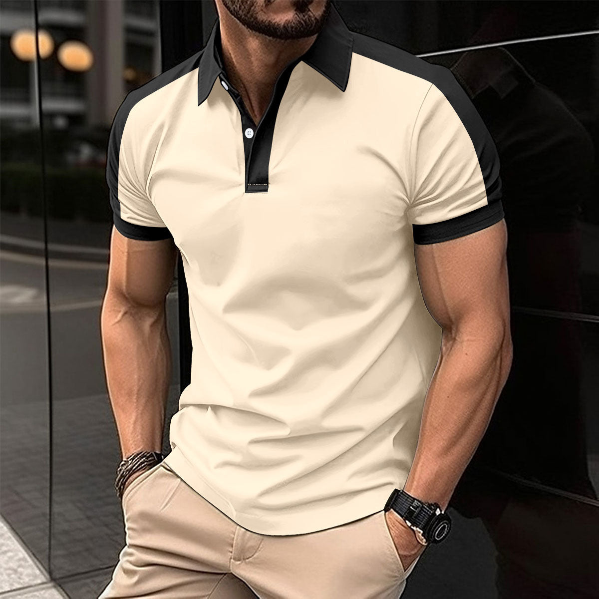 Men's Solid color Short Sleeve Casual Polo