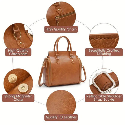 Women's Urban Brown Executive Multifunctional Leather Shoulder Handbag