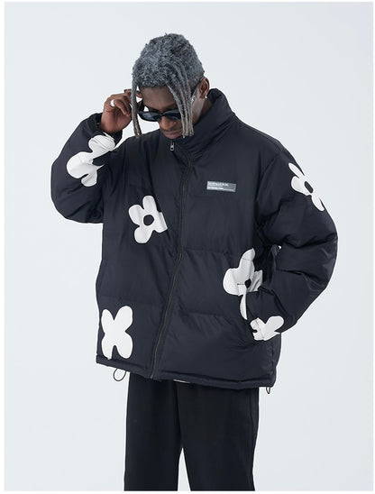 Unisex Hand-painted Flowers Windproof Jacket