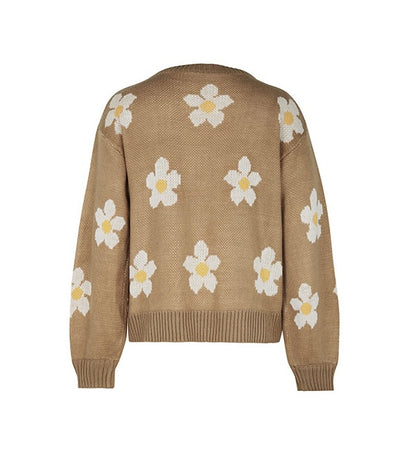 Women’s Long-sleeved Floral Knitted Sweater