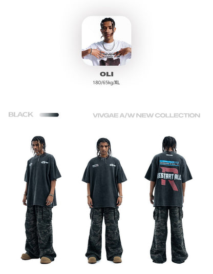 Vintage Motorcycle Graphic T-Shirt – Washed Black