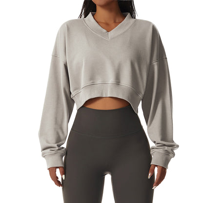 Long-sleeved Fitness Cropped Pullover Sweatshirt