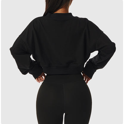 Long-sleeved Fitness Cropped Pullover Sweatshirt