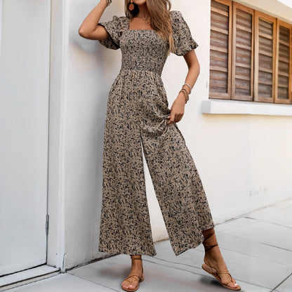 Women's Wide-leg Pants Printed Jumpsuit