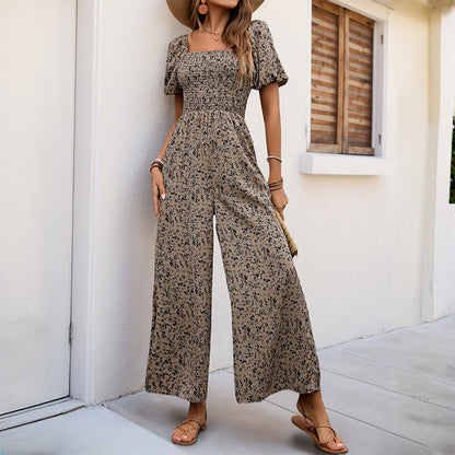 Women's Wide-leg Pants Printed Jumpsuit