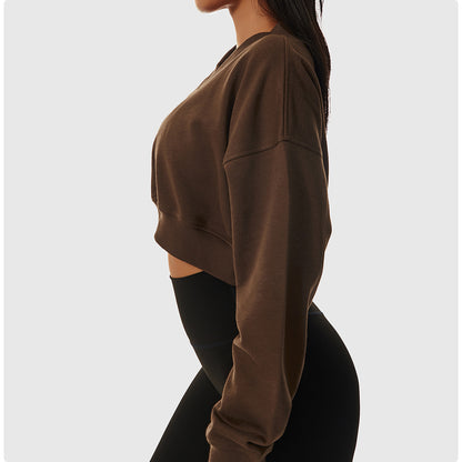 Long-sleeved Fitness Cropped Pullover Sweatshirt