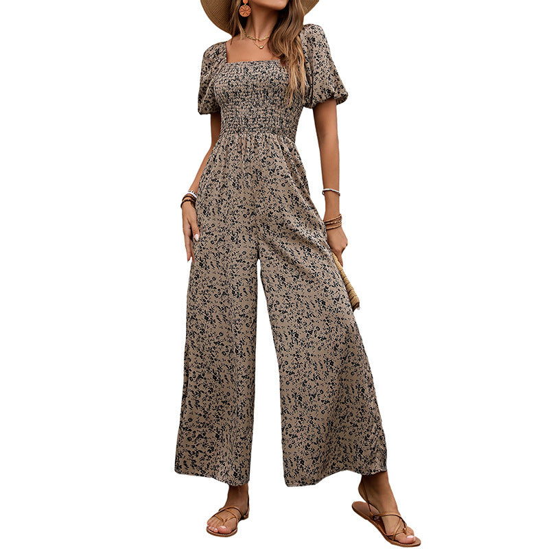 Women's Wide-leg Pants Printed Jumpsuit