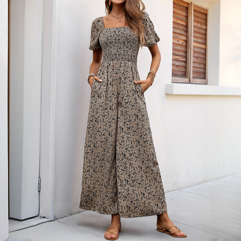 Women's Wide-leg Pants Printed Jumpsuit