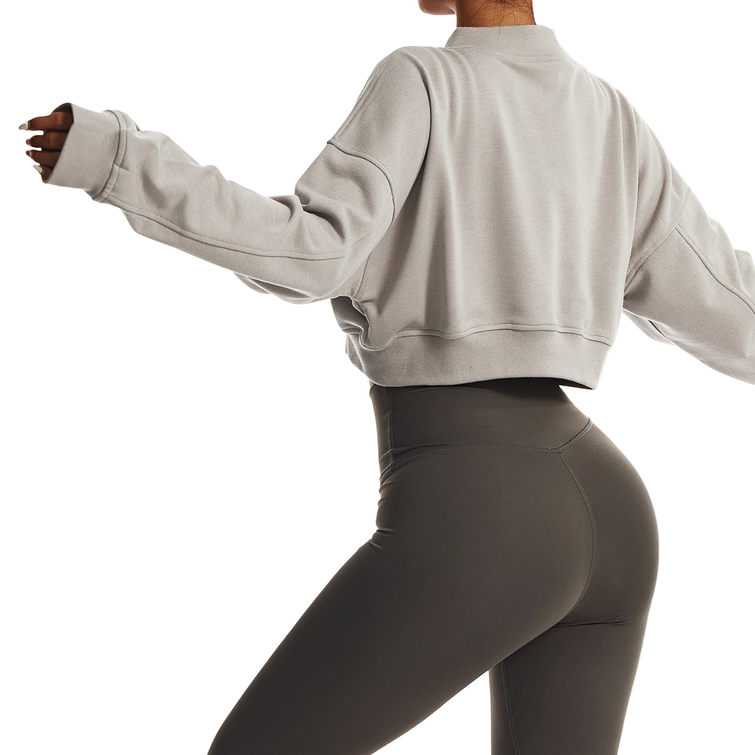 European And American Loose Long-sleeved Sports Sweater Women&#039;s Outdoor Fitness Wear V-neck Pullover Casual Top Fashion All-match Sweater