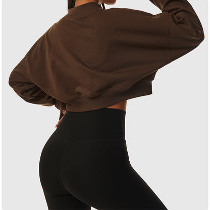 Long-sleeved Fitness Cropped Pullover Sweatshirt