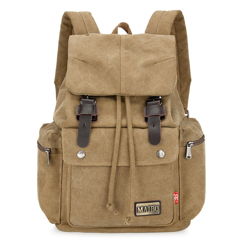 Men And Women Canvas Backpack Large-capacity Bucket