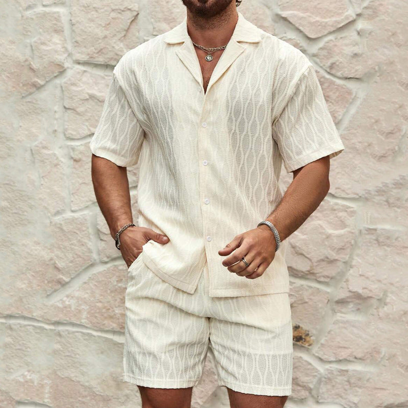 Men’s Summer Casual Two Pieces Button Shirt & Shorts Outfit