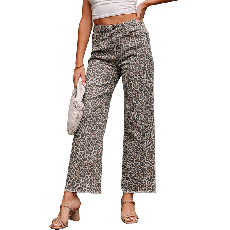 Women's High Waist Frayed Trousers