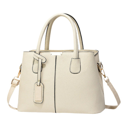 A black shoulder messenger bag with a solid pattern, displayed against an abstract background.