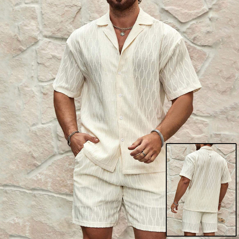 Men’s Summer Casual Two Pieces Button Shirt & Shorts Outfit