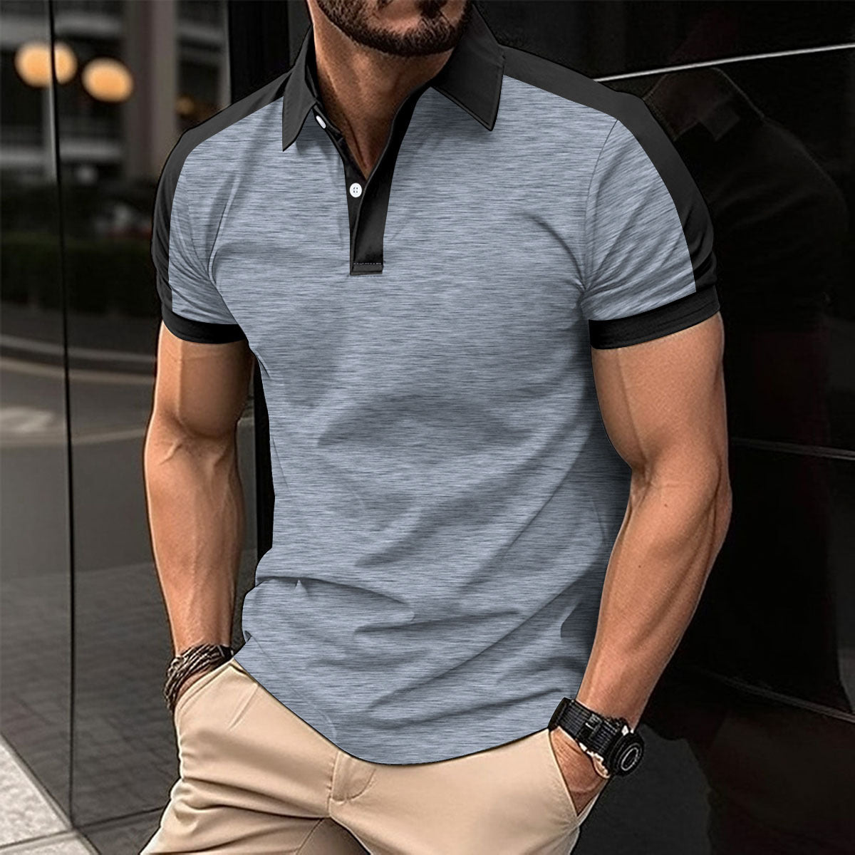 Men's Solid color Short Sleeve Casual Polo