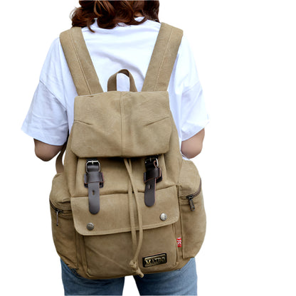 Men And Women Canvas Backpack Large-capacity Bucket