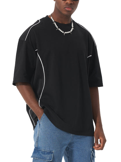 Contrast Piped Panel Unisex T-Shirt