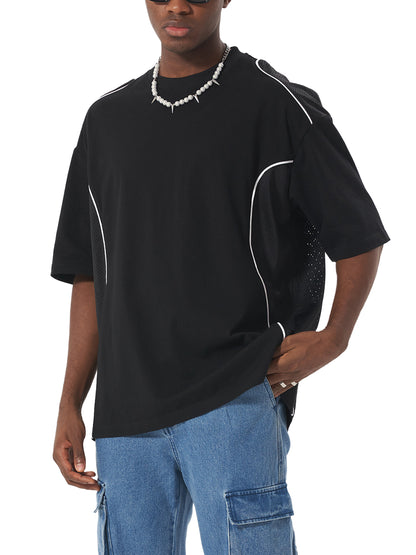 Contrast Piped Panel Unisex T-Shirt