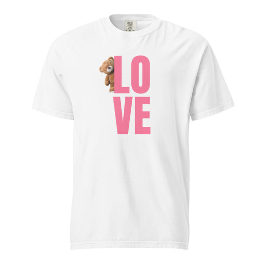 T-shirt lourd teint en pièce Love Unisex